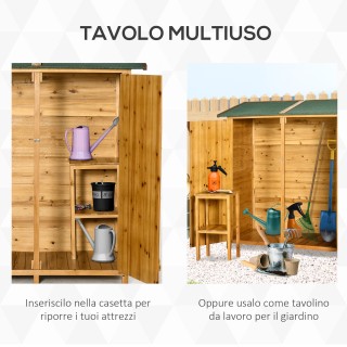 Outsunny Ξύλινο Υπόστεγο Κήπου με 2 Πόρτες με Ψηλό Σκαμπό 2 Ράφια κ...