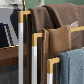 kleankin Ανεξάρτητη κρεμάστρα για πετσέτες με 3 ράβδους από μπαμπού... kleankin Ανεξάρτητη κρεμάστρα για πετσέτες με 3 ράβδους από μπαμπού...