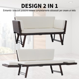 Outsunny 2θέσιος καναπές κήπου που μετατρέπεται σε PE Rattan Lounge... Outsunny 2θέσιος καναπές κήπου που μετατρέπεται σε PE Rattan Lounge...