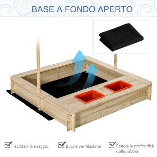 Outsunny Backyard Sandpit με ρυθμιζόμενο κουβούκλιο για παιδιά 3-8 ...