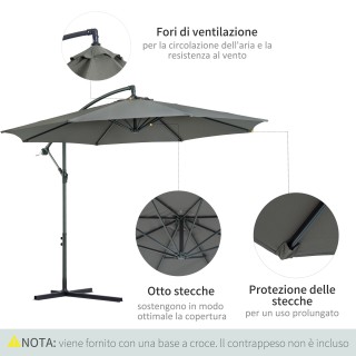 Outsunny Outsunny Outdoor Parasol Ατσάλινο πλαίσιο και Πολυεστέρας ...