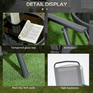 Outsunny σετ κήπου 3 τεμαχίων με 2 καρέκλες 53,5x64x93 cm και τραπε...