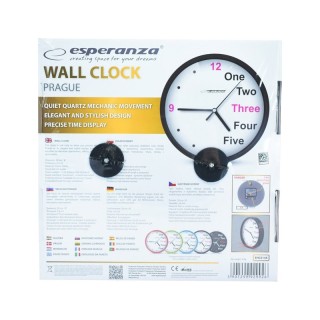 Ρολόι Τοίχου Χρώματος Μαύρο Esperanza Prague EHC014K Ρολόι Τοίχου Χρώματος Μαύρο Esperanza Prague EHC014K