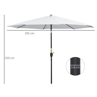 Outsunny Garden Parasol Φ300cm με μανιβέλα και ανακλινόμενη με αποσ...