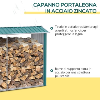 Outsunny Woodshed με γαλβανισμένη ατσάλινη κατασκευή και υπερυψωμέν...