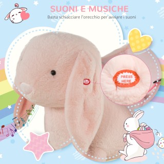 Homcom Rocking Toy in the Shape of a Pink Rabbit για παιδιά 18-36 μ...