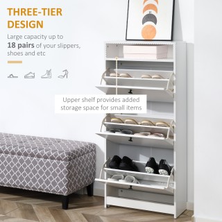HOMCOM Σχάρα παπουτσιών 3 θέσεων (18 ζευγάρια παπούτσια) και 1 λευκ...