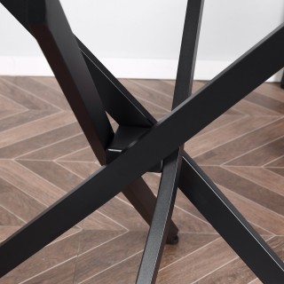 HOMCOM Στρογγυλό Γυάλινο Τραπέζι και Σταυρωμένα Μεταλλικά Πόδια, Μο...