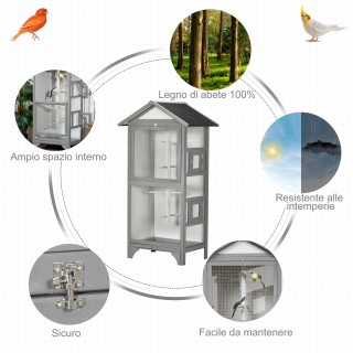 PawHut Spruce Outdoor Bird Aviary, 80,5x57x158,5cm, Ανοιχτό Γκρι D1... PawHut Spruce Outdoor Bird Aviary, 80,5x57x158,5cm, Ανοιχτό Γκρι D1...