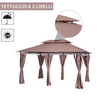 Outsunny Steel Gazebo με Διπλή Στέγη και Χακί Αδιάβροχες Τέντες 4 x... Outsunny Steel Gazebo με Διπλή Στέγη και Χακί Αδιάβροχες Τέντες 4 x...