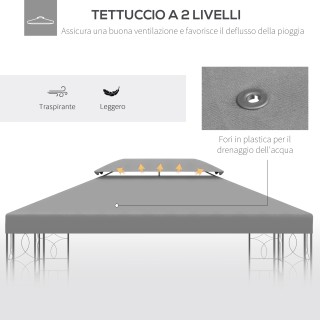 Outsunny 4x3m 2 Tier Polyester Gazebo κάλυμμα με ιμάντες και 10 οπέ...