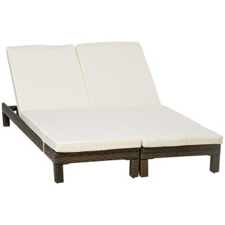 Outsunny Σετ 2 Ξαπλώστρες PE Rattan με μαξιλάρι και πλάτη 5 ξαπλώστ... Outsunny Σετ 2 Ξαπλώστρες PE Rattan με μαξιλάρι και πλάτη 5 ξαπλώστ...