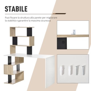 HOMCOM Γραφείο με Βιβλιοθήκη, σε Πολύχρωμο Ξύλο, 120x60x148cm 836-413 HOMCOM Γραφείο με Βιβλιοθήκη, σε Πολύχρωμο Ξύλο, 120x60x148cm 836-413