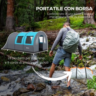 Outsunny αδιάβροχη σκηνή κάμπινγκ 5 ατόμων με χώρο νύχτας και ημέρα... Outsunny αδιάβροχη σκηνή κάμπινγκ 5 ατόμων με χώρο νύχτας και ημέρα...