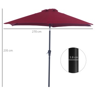 Outsunny Tilting Garden Parasol, Άνοιγμα μανιβέλας, Φ2,7x2,35m Σκού... Outsunny Tilting Garden Parasol, Άνοιγμα μανιβέλας, Φ2,7x2,35m Σκού...