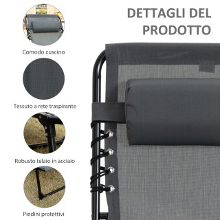 Outsunny Πτυσσόμενη ξαπλώστρα κήπου με ανακλινόμενη πλάτη και μαξιλ...