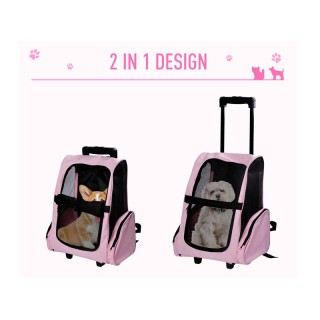 Σακίδιο Πλάτης - Τρόλεϊ για Μεταφορά Κατοικίδιων Χρώματος Ροζ PawHu...
