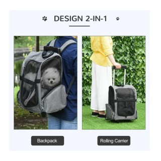 Σακίδιο Πλάτης - Τρόλεϊ Μεταφοράς Κατοικίδιων 42 x 25 x 55 cm PawHu...