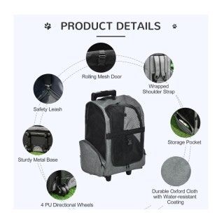 Σακίδιο Πλάτης - Τρόλεϊ Μεταφοράς Κατοικίδιων 42 x 25 x 55 cm PawHu... Σακίδιο Πλάτης - Τρόλεϊ Μεταφοράς Κατοικίδιων 42 x 25 x 55 cm PawHu...