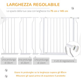 PawHut Safety Gate for Dogs Επεκτάσιμη από 75-145cm, από ατσάλι και... PawHut Safety Gate for Dogs Επεκτάσιμη από 75-145cm, από ατσάλι και...