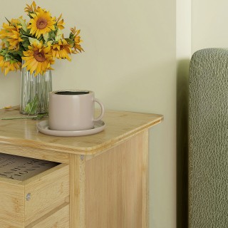 HOMCOM Σετ 2 κομοδίνα με 2 συρτάρια και κάτω ράφι σε σκανδιναβικό σ...