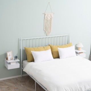 HOMCOM Σετ 2 Κρεμαστά κομοδίνα για Υπνοδωμάτιο με Συρτάρι και Ξύλιν...