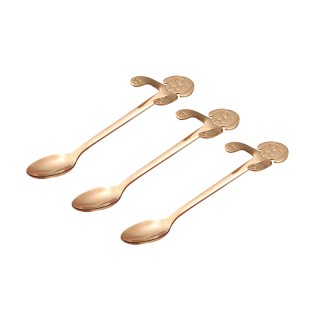 Σετ Κουταλάκια Τσαγιού σε Σχήμα Σκύλου 3 τμχ Χρώματος Ροζ - Χρυσό S...