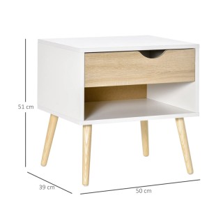 Σετ Ξύλινα Κομοδίνα με 1 Συρτάρι και 1 Ράφι 50 x 39 x 51 cm 2 τμχ H...