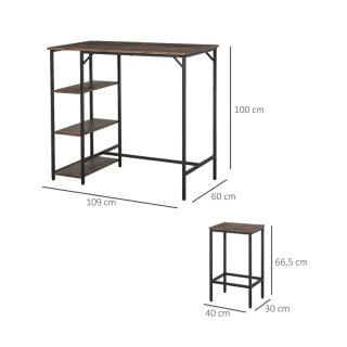 Σετ Μεταλλικό Ορθογώνιο Τραπέζι - Bar 109 x 60 x 100 cm με 2 Σκαμπό...