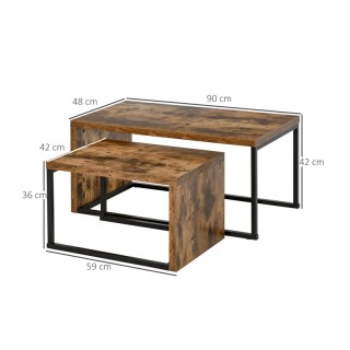 Σετ Μεταλλικό Τραπέζι Σαλονιού με 1 Βοηθητικό Τραπεζάκι 90 x 48 x 4...