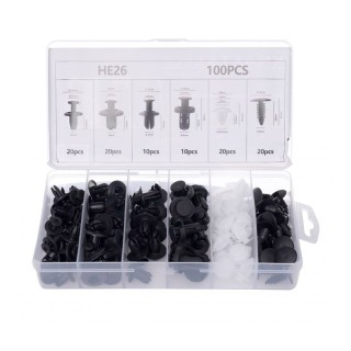 Σετ Πλαστικά Κλιπς Ταπετσαρίας Αυτοκινήτου σε Κασετίνα 100 τμχ Kraf...