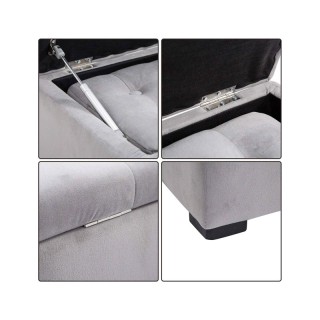 Σετ Σκαμπό με Αποθηκευτικό Χώρο και 2 Σκαμπό Πουφ HOMCOM 833-160GY Σετ Σκαμπό με Αποθηκευτικό Χώρο και 2 Σκαμπό Πουφ HOMCOM 833-160GY