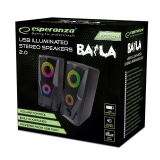 Σετ Στερεοφωνικά Ηχεία με LED Φωτισμό 2 x 3 W Esperanza EGS103 Σετ Στερεοφωνικά Ηχεία με LED Φωτισμό 2 x 3 W Esperanza EGS103