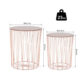 Σετ Βοηθητικά Μεταλλικά Τραπέζια 40.7 x 49.5 cm Χρώματος Ροζ - Χρυσ...