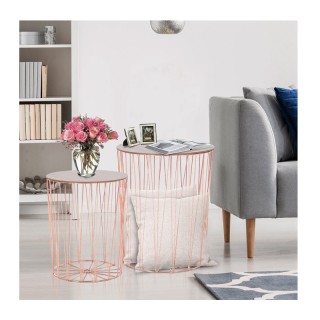 Σετ Βοηθητικά Μεταλλικά Τραπέζια 40.7 x 49.5 cm Χρώματος Ροζ - Χρυσ... Σετ Βοηθητικά Μεταλλικά Τραπέζια 40.7 x 49.5 cm Χρώματος Ροζ - Χρυσ...