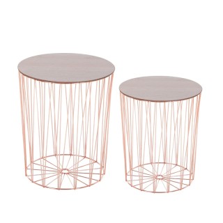 Σετ Βοηθητικά Μεταλλικά Τραπέζια 40.7 x 49.5 cm Χρώματος Ροζ - Χρυσ...