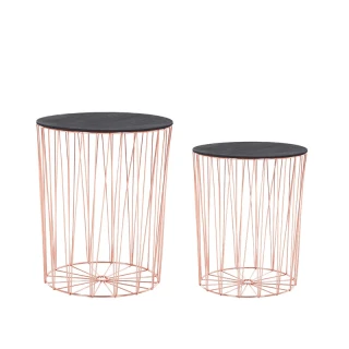 Set of Metal Side Tables 40.7 x 49.5 cm Pink - Gold... Set of Metal Side Tables 40.7 x 49.5 cm Pink - Gold...