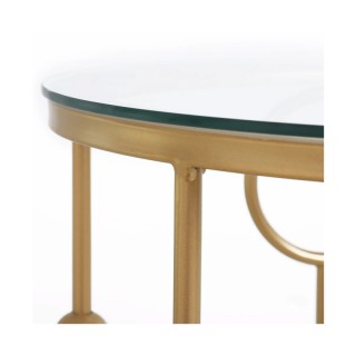 Σετ Βοηθητικά Μεταλλικά Τραπέζια με Γυάλινη Επιφάνεια 41 x 57 cm HO...