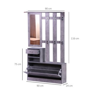 Σετ Ξύλινο Έπιπλο Εισόδου με Καθρέπτη 90 x 24 x 75 cm Χρώματος Γκρι...