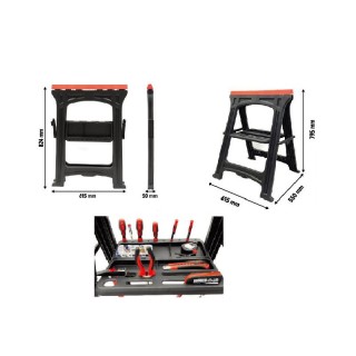 Σετ Αναδιπλούμενα Πλαστικά Καβαλέτα Εργασίας με Δίσκο Εργαλείων 2 τ...