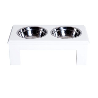 Σετ Ανοξείδωτα Μπολ Γεύματος με Ξύλινη Βάση για Κατοικίδια PawHut D...