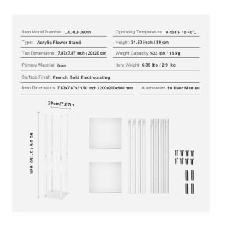 Σετ Ανθοστήλες από Πλεξιγκλάς 20 x 20 x 80 cm 2 τμχ VEVOR HLHJLFTJX... Σετ Ανθοστήλες από Πλεξιγκλάς 20 x 20 x 80 cm 2 τμχ VEVOR HLHJLFTJX...