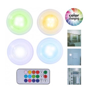 Σετ Ασύρματα Σποτ LED Φωτάκια με Εναλλαγή Χρωμάτων και Τηλεχειριστή...