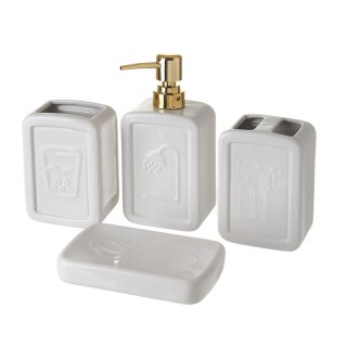 Σετ Αξεσουάρ Μπάνιου Κεραμικό Ορθογώνιο 4 τμχ Bakaji 02839919 Σετ Αξεσουάρ Μπάνιου Κεραμικό Ορθογώνιο 4 τμχ Bakaji 02839919