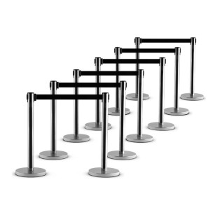 Σετ Διαχωριστικά Μεταλλικά Κολωνάκια με Ιμάντα 2 m 6 τμχ Costway HW...