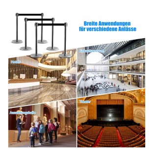 Σετ Διαχωριστικά Μεταλλικά Κολωνάκια με Ιμάντα 2 m 6 τμχ Costway HW...