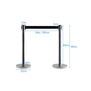 Σετ Διαχωριστικά Μεταλλικά Κολωνάκια με Ιμάντα 2 m 6 τμχ Costway HW...