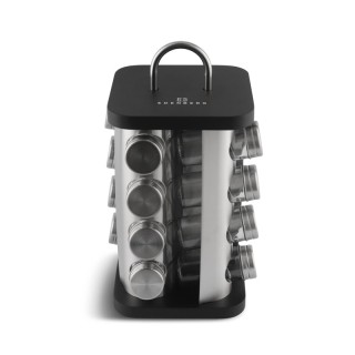 Σετ Δοχεία Μπαχαρικών με Περιστρεφόμενη Βάση 17 τμχ Χρώματος Μαύρο ...