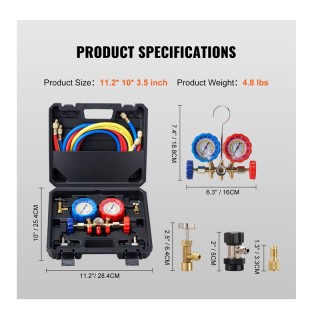 Σετ Ελέγχου Πίεσης Κλιματιστικών 3 Εξόδων με Μανόμετρα VEVOR STLLMB... Σετ Ελέγχου Πίεσης Κλιματιστικών 3 Εξόδων με Μανόμετρα VEVOR STLLMB...