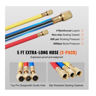 Σετ Ελέγχου Πίεσης Κλιματιστικών 3 Εξόδων με Μανόμετρα VEVOR STLLMB... Σετ Ελέγχου Πίεσης Κλιματιστικών 3 Εξόδων με Μανόμετρα VEVOR STLLMB...